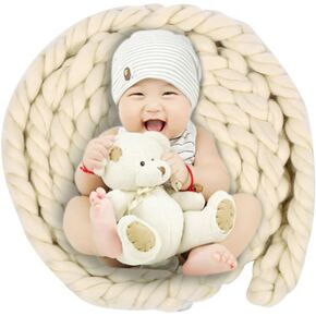 Newborn Photography Props, Hand-Woven Twisted Braid Rope Background Rug Blanket Basket Filler Newborn Baby Photography Props for Boys Girls