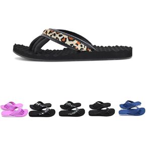 EVA Footbed Orthotic Pedicure Flip Flops for Women - Comfortable Arch Support Sandals Women's for Home, Salon, Yoga & Gym - Flip Flops with Built in Toe Separators for Nail Drying (Leopard-L)
