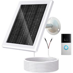 Ring Solar Charger 5W 12V Compatible with Ring Video Doorbell 3/3+/4, Battery Video Doorbell Plus, 16.4ft Waterproof Charging Cable, 360°Adjustable Mount