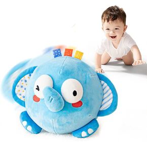 Musical Crawling Dancing Baby Toys - Plush Stuffer Animal Toy Bouncing Ball, Interactive Talk Voice Control Jumping Tummy Time Sensory Toddler Toy Newborn Birthday Gift (Owl)