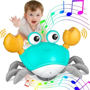 ألعاب الأطفال الزحف سلطعون ، هدايا Tummy Time Toy 3 4 5 6 7 8 9 10 11 12 أطفال ، لعبة تلقائية لتجنب العواصف الصغار مع أصوات الموسيقى ، هدية عيد ميلاد المشي