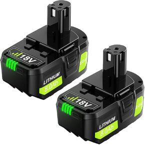 2-Pack 8.0Ah Lithium Batteries for Ryobi 18V Battery Compatible with Ryobi ONE+ 18V Battery PBP005 P102 P103 P104 P105 P107 P108 P109 P122 Cordless Power Tools with LED Indicator