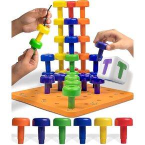 Skoolzy Peg Board Set - Montessori Toys for 2 Year Old - 33 Pc Peg Board for Kids - Occupational Therapy Toys with Pegs, Dice, Lacing String & Storage Bag - Montessori Toys for 2+ Year Old