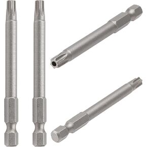 Aopin T27 with Hole, Torx Head Screwdriver Tamper Proof, 1/4 inch hex Handle, S2 Steel Magnetic, 75mm(3 inch) Length, 4pcs