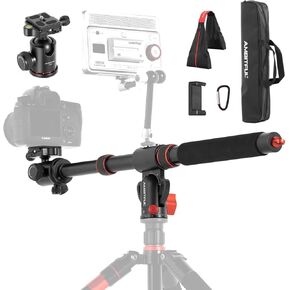 AMBITFUL Tripod Extension Arm with Ball Head,42" Retractable Horizontal Center Column Tripod Boom Arm,360° Rotatable with Sandbag for Overhead,Multi-Angle Photography,Max Load 22lbs