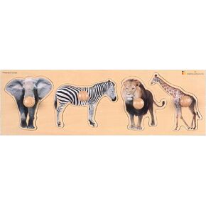 Doron Layeled by Edushape Giant Wooden Baby Puzzle Toy, Wild Animals Theme - Simple Baby Wooden Puzzles for Toddlers 1-3 to Enhance Child Development, Fine Motor Skills, Tactile Senses