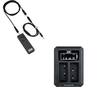 RR-100 Remote Shutter Release Cord & NP-W126 NP-W126S Battery Charger for Fuji Fujifilm X-T30 II X-T30 X-T20 X-T10 XT30II XT30 XT20 XT10 X100VI X100V X100F X-T3 XT3 X-T2 XT2 X-E3 XE3 & More Cameras