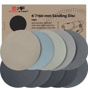 S&F STEAD & FAST 6 inch Sanding Discs Hook and Loop 72 Pcs, 400-7000 Grit Sandpaper Wet Dry for Automotive Metal, Assorted Silicon Carbide Fine Grit Sand Paper for Orbital Sander