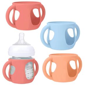 3 Pack Silicone Sleeves for Avent Natural Glass Baby Bottles, Anti Breakage Baby Bottle Holder, Compatible Baby Bottle, BPA Free (4 Ounce)