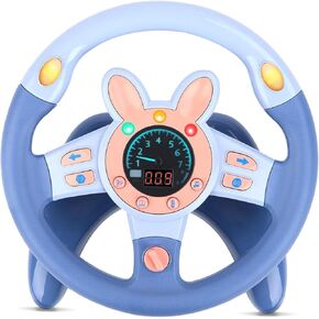 Kids Steering Wheel Toy with Vibration, Driving Simulated Steering Wheel Toy for Backseat, Educational Learning Sensory Toys,Simulated Car Toys with Light Songs for Infant Preschool Kids Toddler Gifts