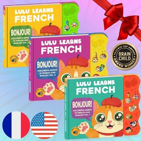 Bundle Deal - Musical Baby Book in French, French Books for Toddlers 1-3, Kids, Children, Girls, Boys & Babies