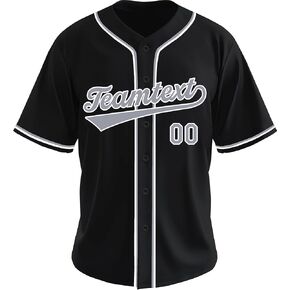 Black Blank Baseball Jersey - Casual Button Down Shirts Short Sleeve Active Team Sports Uniform for Man, Woman, Child, Kids, Boys, Girls, Family, Team(Size M)