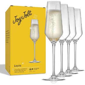 نظارات النبيذ الأبيض Joyjolt Layla ، مجموعة من 4 أكواب إيطالية ، 13.5 أوقية واضحة - مصنوعة في أوروبا
