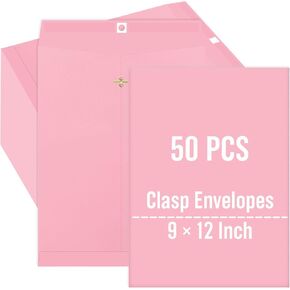 Whaline 9 x 12 Inch Clasp Envelopes Manilla Envelopes Saga Green Gummed Mailing Envelopes with Clasp Closure & Gummed Seal for Office Back to School Supplies Filling Mailing Storing Documents 50Pcs