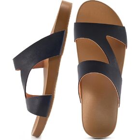 FUDYNMALC Women Orthopedic Slides Sandals: Comfortable Arch Support Shoes Summer Dressy Flat Slip On Walking Slippers
