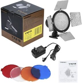 Yongnuo YN216 YN-216 LED Video Light 3200K-5600K + 12V 2A AC Adapter Power Supply