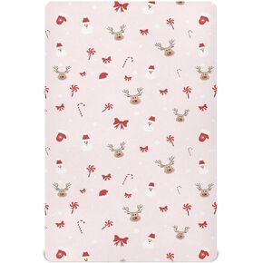 Christmas Pattern Crib Sheets for Boys Girls - Portable Microfiber Fitted Crib Sheet for Standard Crib and Toddler Mattress, Soft & Breathable, 28x52 Inch
