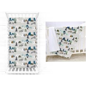 TANOFAR Fitted Crib Sheet Boysand Baby Blankets, Montains Minky Toddler Blanket Organic Cotton Crib Sheet for Boys Girls