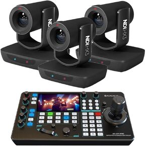 AVKANS LV20N AI Tracking NDI PTZ Camera Bundle Kits - 3X NDI Cameras with 1 Pro IP PTZ Camera Joystick Controller for Multi Cameras Live Streaming
