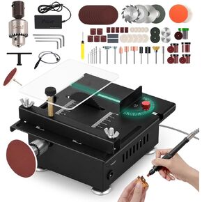 Mini Table Saw for Crafts, 0-90° Angle Adjustable Portable Table Saw, 100W Multi-Functional Small Table Saw, 0-15mm Adjustable Blade Height, Used for Polishing, Grinding, Carving, Drilling, DIY Design