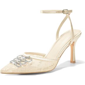 Coutgo Womens Rhinestone High Heels مغلق مصحوب إصبع القدمين بمضخات شبكية in Kuwait