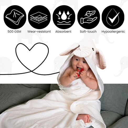 منشفة مقنعين متميزة - 500GSM Viscose مشتقة من مناشف الأطفال القطن الخيزران - ناعمة وامتصاصات فائقة ، كبيرة 35 "× 35" ، مناشف طفل قابلة للغسل الماكينة - الباندا - الباندا in Kuwait