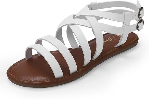 Luffymomo Women's Flat Sandals Open Toe Casual Strappy Sandals Comfortable Ankle Strap Gladiator Slides in Kuwait