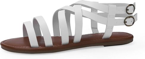 Luffymomo Women's Flat Sandals Open Toe Casual Strappy Sandals Comfortable Ankle Strap Gladiator Slides in Kuwait