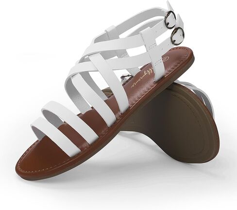 Luffymomo Women's Flat Sandals Open Toe Casual Strappy Sandals Comfortable Ankle Strap Gladiator Slides in Kuwait