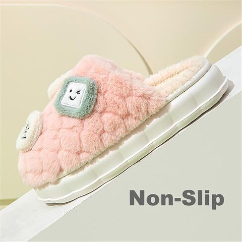 Womens Fuzzy Warm Slipper, Girls Cute Anti-Skid Foam Comfy Cozy Plush House Slippers for Indoor Outdoor in Saudi Arabia