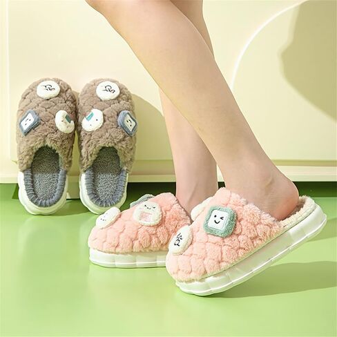 Womens Fuzzy Warm Slipper, Girls Cute Anti-Skid Foam Comfy Cozy Plush House Slippers for Indoor Outdoor in Saudi Arabia