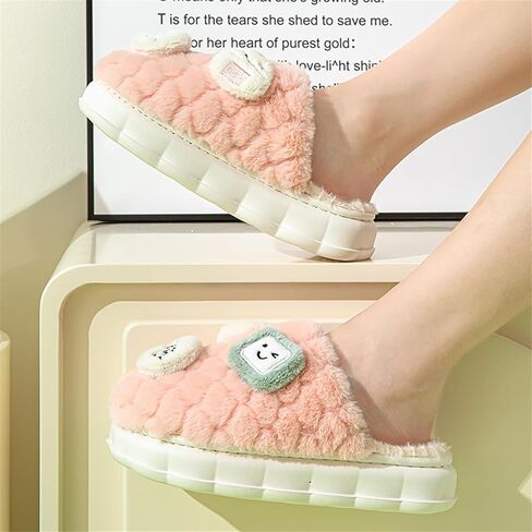 Womens Fuzzy Warm Slipper, Girls Cute Anti-Skid Foam Comfy Cozy Plush House Slippers for Indoor Outdoor in Saudi Arabia