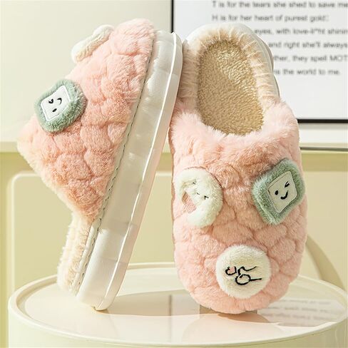 Womens Fuzzy Warm Slipper, Girls Cute Anti-Skid Foam Comfy Cozy Plush House Slippers for Indoor Outdoor in Saudi Arabia