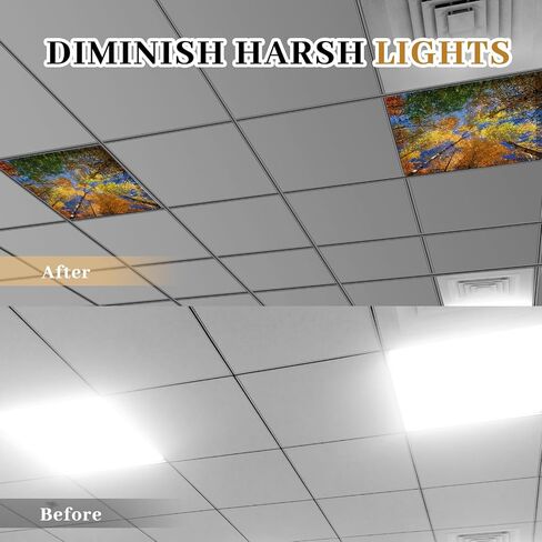 Vihose 4 PCS 2 × 2 قدم أغطية الضوء الفلوريسنت لأضواء السقف أغطية ضوء الفصول الدراسية لتقليل مرشحات الضوء المغناطيسي القاسي لميتليكر للمكتب الفصول الدراسية السقف (الأشجار) in Kuwait
