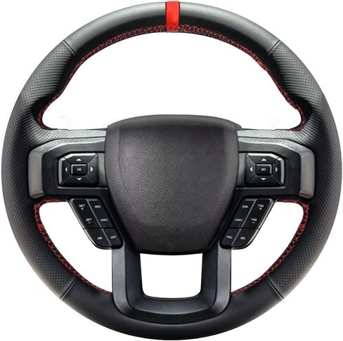 Belinous Leather Steering Wheel Cover Lace Up, Hand-Stitch on Wrap, Steering Wrap Compatible with Ford 2016 2017 2018 2019 F150 Raptor (Red) in Kuwait