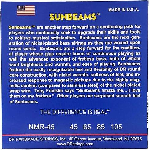 DR Strings NMR5-130 Sunbeam Nickel Plated Bass Strings, Medium to Heavy 5-String, 45-130 in Kuwait