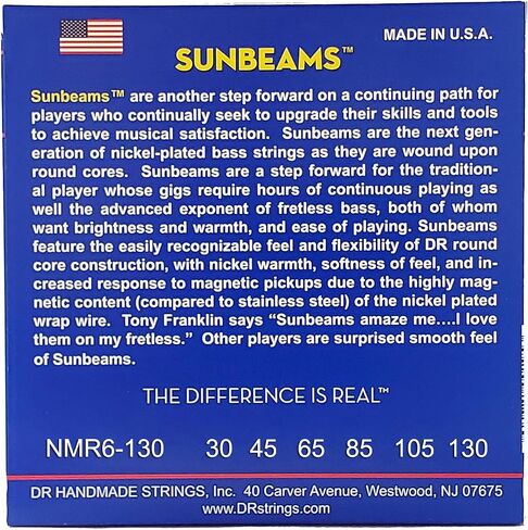 DR Strings NMR5-130 Sunbeam Nickel Plated Bass Strings, Medium to Heavy 5-String, 45-130 in Kuwait