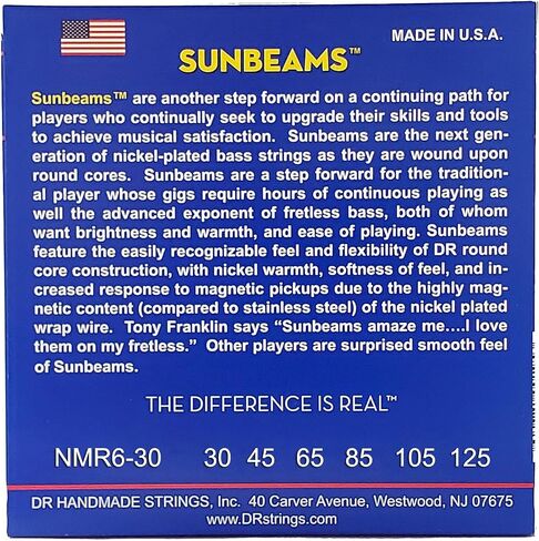 DR Strings NMR5-130 Sunbeam Nickel Plated Bass Strings, Medium to Heavy 5-String, 45-130 in Kuwait