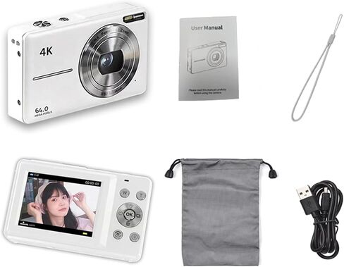 Digital Camera, Autofocus 64MP UHD 4K Vlogging Camera with 18x Digital Zoom, Anti Shake, Portable Camera for Photography, Two Batteries, Lanyard, Small Camera for Kids Teens Adult（Black） in Saudi Arabia