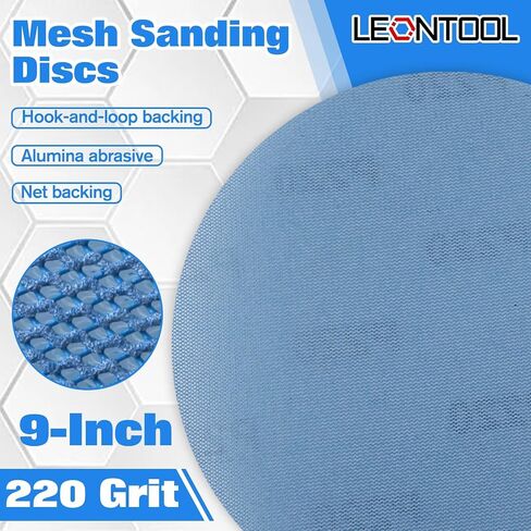 9 Inches Mesh Abrasive 220 Grit 5 PCS Dust-Free Hook and Loop Drywall Sanding Disc, Mesh Sandpaper Net Sander Disc Abrasives Pads Mesh Sanding Pads Drywall Sander Sandpaper for Metal, Wood in Saudi Arabia