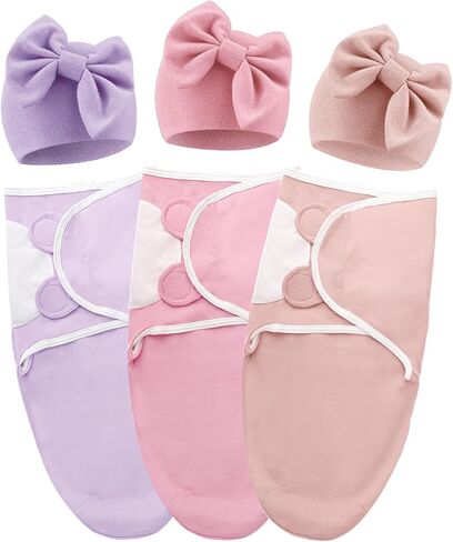 Newborn Receiving Blanket with Bow Hat Headband Wooden Card Set Newborns Toddler Baby Boy Girl Nursery Swaddle Wrap in Kuwait
