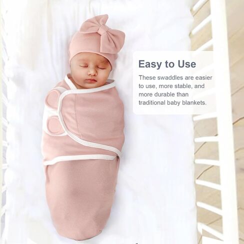 Newborn Receiving Blanket with Bow Hat Headband Wooden Card Set Newborns Toddler Baby Boy Girl Nursery Swaddle Wrap in Kuwait