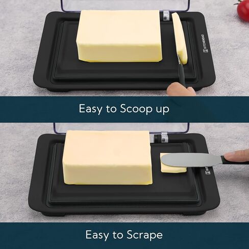 KITCHENDAO Airtight Flip-Top Butter Dish with Lid for Countertop and Refrigerator, Butter Keeper, Plastic Butter Holder Tray for 2 Sticks East Coast/West Coast/European Style/ Kerrygold Butter in Saudi Arabia