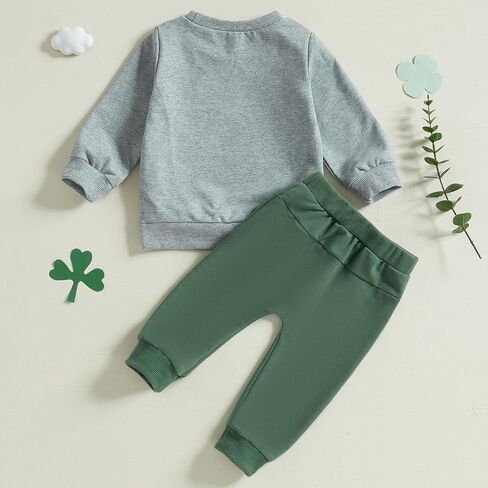 Toddler Baby Boy Fall Clothes St. Patricks Day Outfit Letter Print Sweatshirt Pants Set 2Pcs Outfits 0-2T 3T 4T 5T in Saudi Arabia