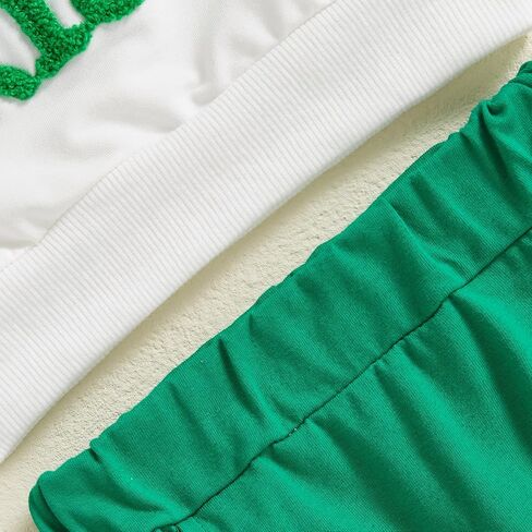 Toddler Baby Boy St Patricks Day Outfit Letter Clover Print Long Sleeve Sweatshirt Sweatpants Set Spring Clothes in Kuwait