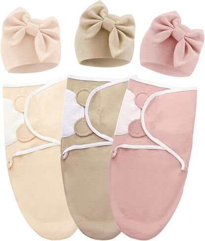 Newborn Receiving Blanket with Bow Hat Headband Wooden Card Set Newborns Toddler Baby Boy Girl Nursery Swaddle Wrap in Kuwait