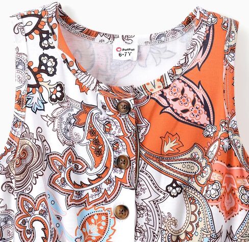 Patpat 3 Pack Girls Phemsuits Solid Color Floral Print Button Downlyless Belesuits bants romper الطويل مع جيوب 5-12y in Kuwait