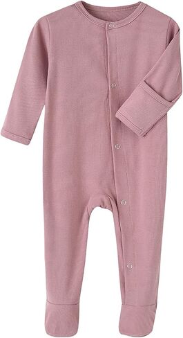 One-Piece Magnetic Button Jumpsuits Long Sleeved Warm Cotton Bodysuit Unisex Single-Breasted Clothing for 0-12 Months in Saudi Arabia