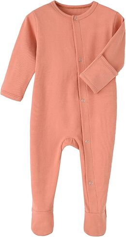 One-Piece Magnetic Button Jumpsuits Long Sleeved Warm Cotton Bodysuit Unisex Single-Breasted Clothing for 0-12 Months in Saudi Arabia