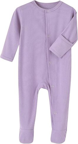 One-Piece Magnetic Button Jumpsuits Long Sleeved Warm Cotton Bodysuit Unisex Single-Breasted Clothing for 0-12 Months in Saudi Arabia